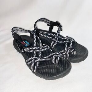 Skechers Outdoor Lifestyle Strappy Sport Sandals Black White 163390 Womens 8